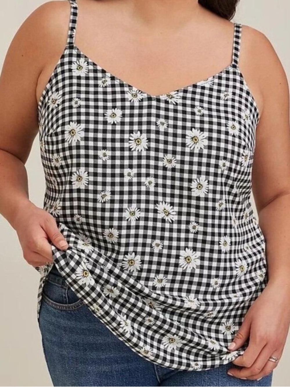 torrid Black Gingham Daisy Cami tank top size 2x